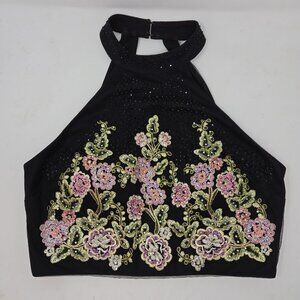 Jodi Kristopher 11 Beaded FLoral Embroidery Garden Fairy Whimsical Festival Crop